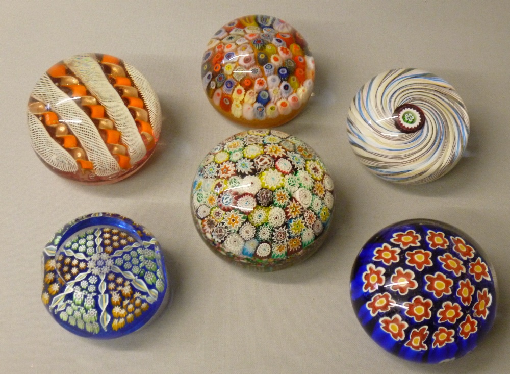 SIX GLASS PAPERWEIGHTS INCLUDING A CLICHY STYLE SWIRL WEIGHT, A WHITEFRIARS WEIGHT WITH PRINTY'S AND - Image 2 of 15