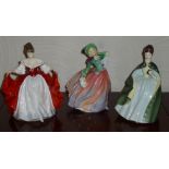 ROYAL DOULTON BONE CHINA FIGURE AUTUMN BREEZES HN 1911 (H: 19 cm) AND TWO SIMILAR FIGURES, SARA HN