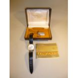 9 CARAT GOLD LONGINES GENTLEMAN'S PRESENTATION WRISTWATCH DATED 1976 WITH ORIGINAL LEATHER STRAP,