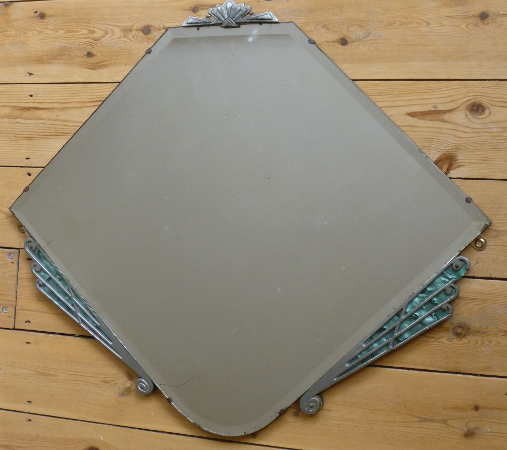 ART DECO SIX SIDED WALL MIRROR WITH METAL ORNAMENT. LABEL ON REVERSE PLATE, CLER-A-PLATE, MIRRORS ( - Bild 3 aus 3