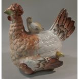 VICTORIAN (CIRCA 1850) STAFFORDSHIRE EGG TUREEN OF A GREATER CRESTED GREBE ON A NEST WITH SEVEN