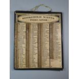 HOUSEHOLD WANTS INDICATOR BOARD BY CHARLES LETTS & Co., LONDON SEI, PATENT No. 192924 (33.5 cm x