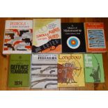 15 BOOKS RELATING TO PISTOLS, FIREARMS MARKSMANSHIP & THE LONGBOW. ALSO BRASSEY'S DEFENCE YEARBOOK