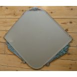 ART DECO SIX SIDED WALL MIRROR WITH METAL ORNAMENT. LABEL ON REVERSE PLATE, CLER-A-PLATE, MIRRORS (