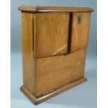 LATE C19th VICTORIAN/EDWARDIAN OAK KEY CABINET WITH TWO DOORS AND DROP FRONT (25 cm x 21.5 cm x 8.