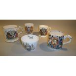 TWO WORLD WAR I COMMEMMORATIVE MUGS, CORONATION OF KING GEORGE VI AND QUEEN ELIZABETH, GEORGE V