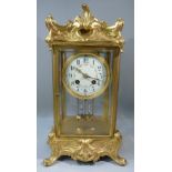 EARLY C20th FOUR GLASS MANTLE CLOCK BY SAMUEL MARTI (36 cm x 17 cm)