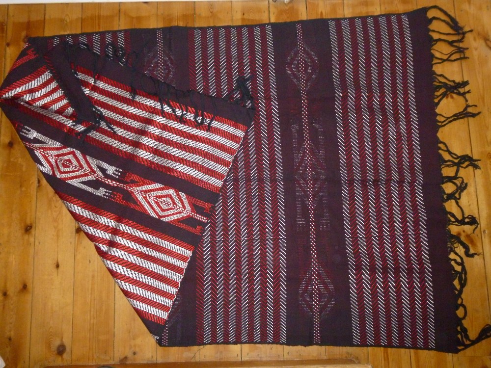 SIX WEST AFRICAN STRAW/GRASS MATS WITH DYED PATTERN (ONE WITH BEADWORK DESIGN), THREE WOVEN - Image 7 of 7