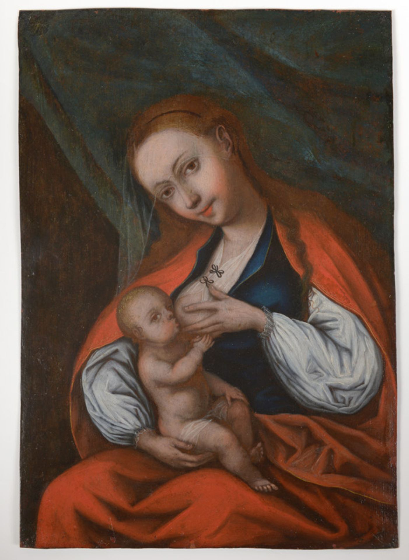 Navolger van Adriaen Ysenbrandt (c.1490-1551), mogelijk Italië, 17e eeuw, 'Madonna met kind', niet - Image 2 of 3
