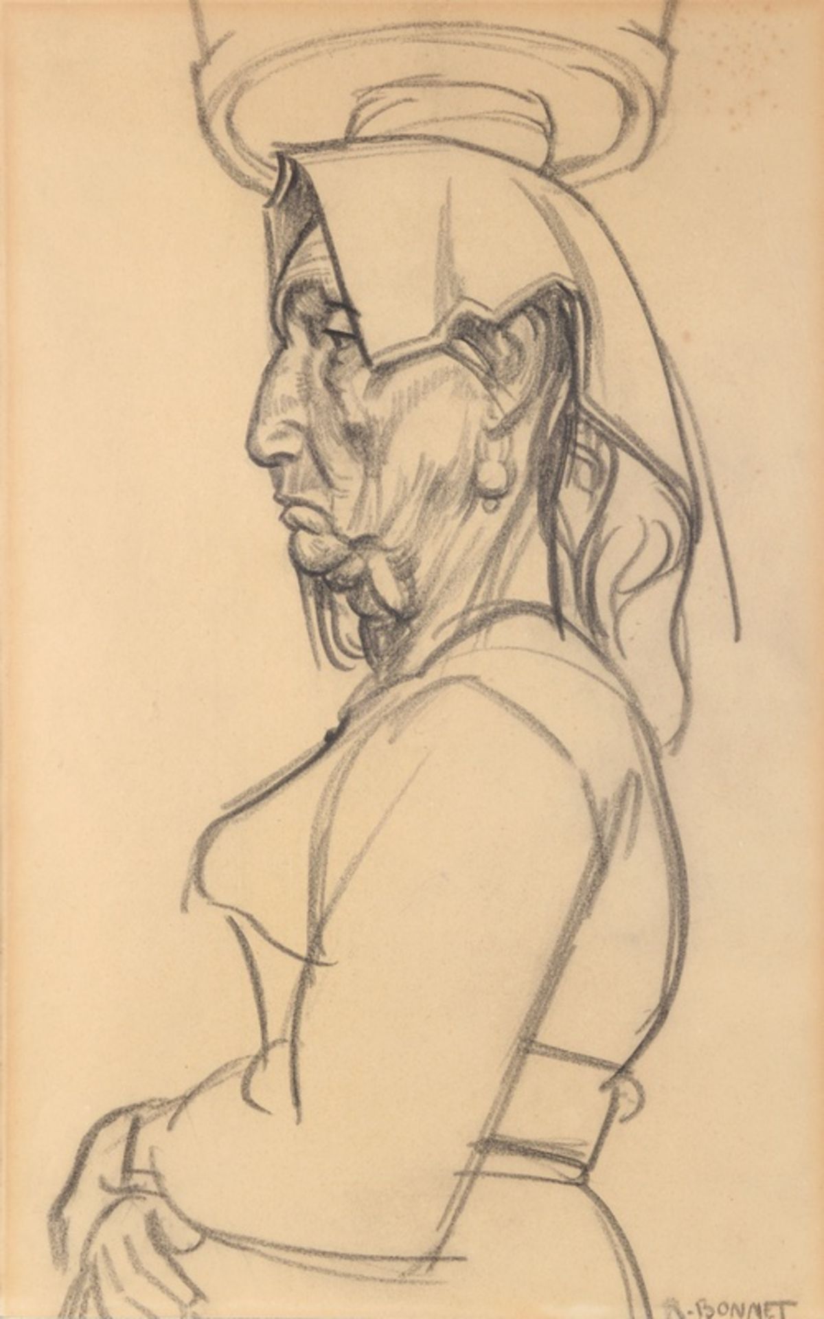 Rudolf Bonnet (1895-1978), 'Italian woman', signed lower right, charcoal on paper, 42 x 26 cm.
