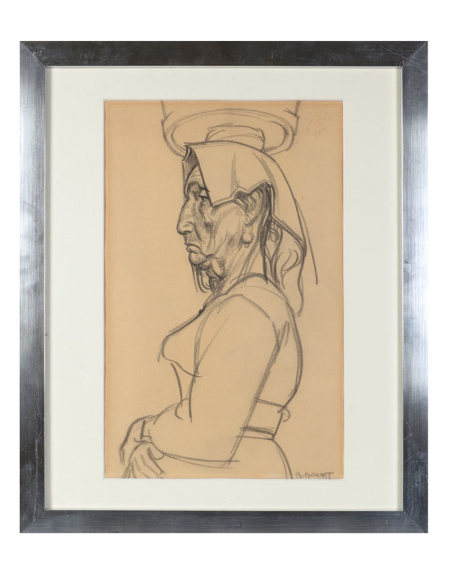 Rudolf Bonnet (1895-1978), 'Italian woman', signed lower right, charcoal on paper, 42 x 26 cm. - Image 2 of 2
