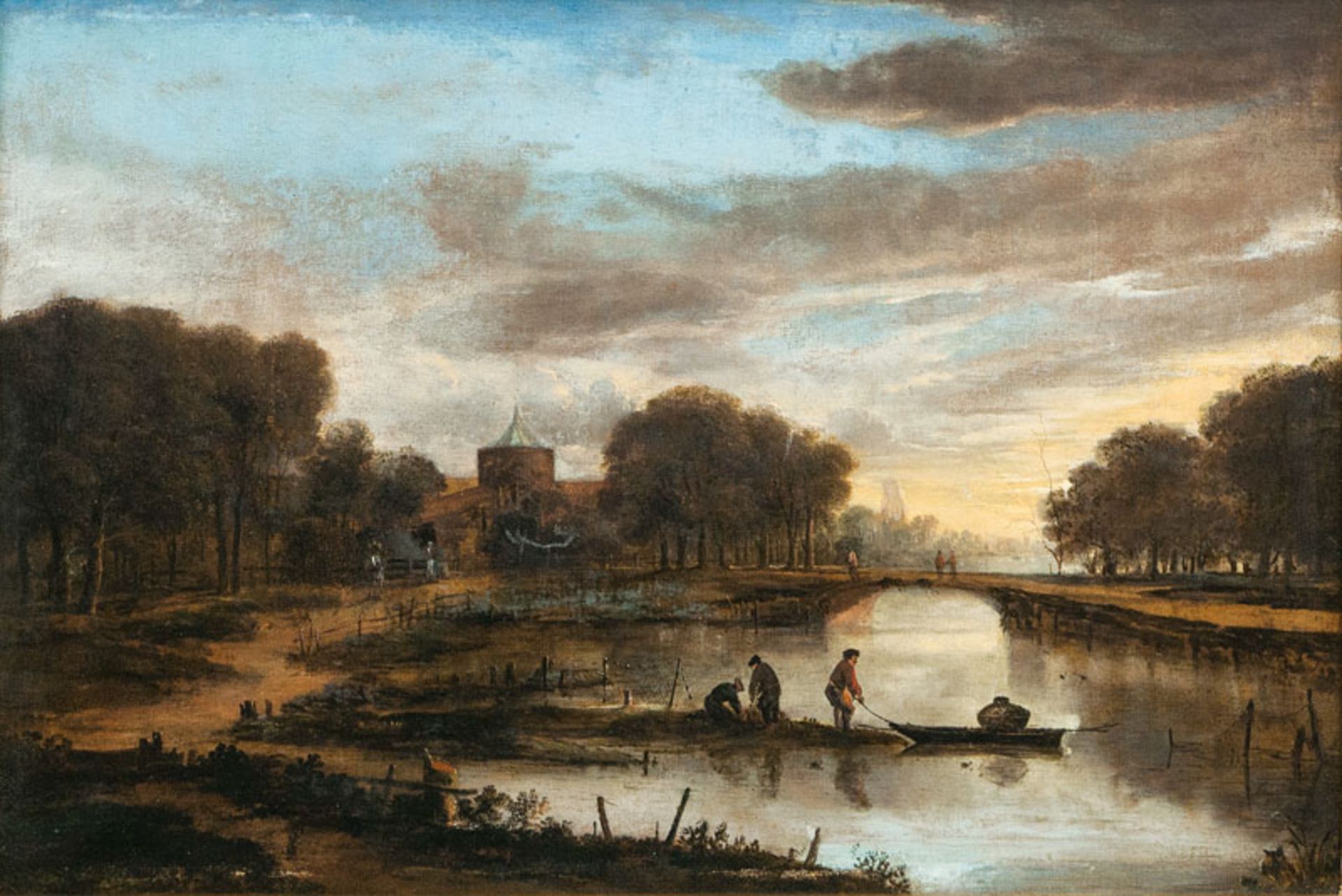 Reserve: 900 EUR    Gillis van Scheyndel  (Abkoude 1635 - Amsterdam 1678), attr.  Fishermen at the