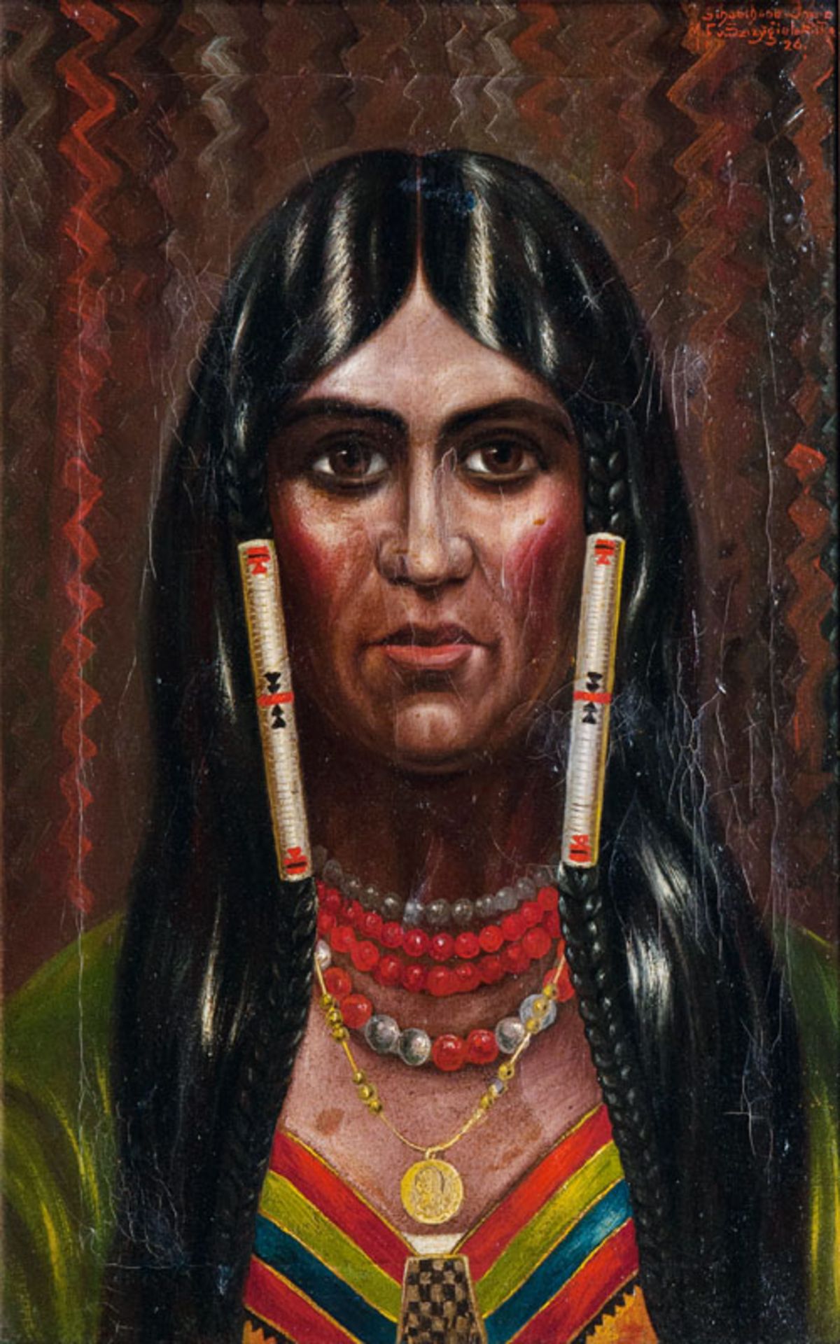 Reserve: 1800 EUR    Szczygielski-Rogala  (Berlin 1886 - vor 1958)  Shoshone Indian Woman  Oil/