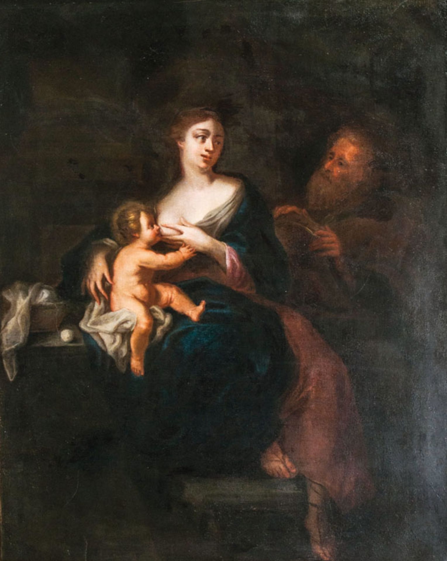 Reserve: 800 EUR    Italian Master  active mid 18th cent.  Holy Family  Oil/canvas, 102 x 79 cm, up.