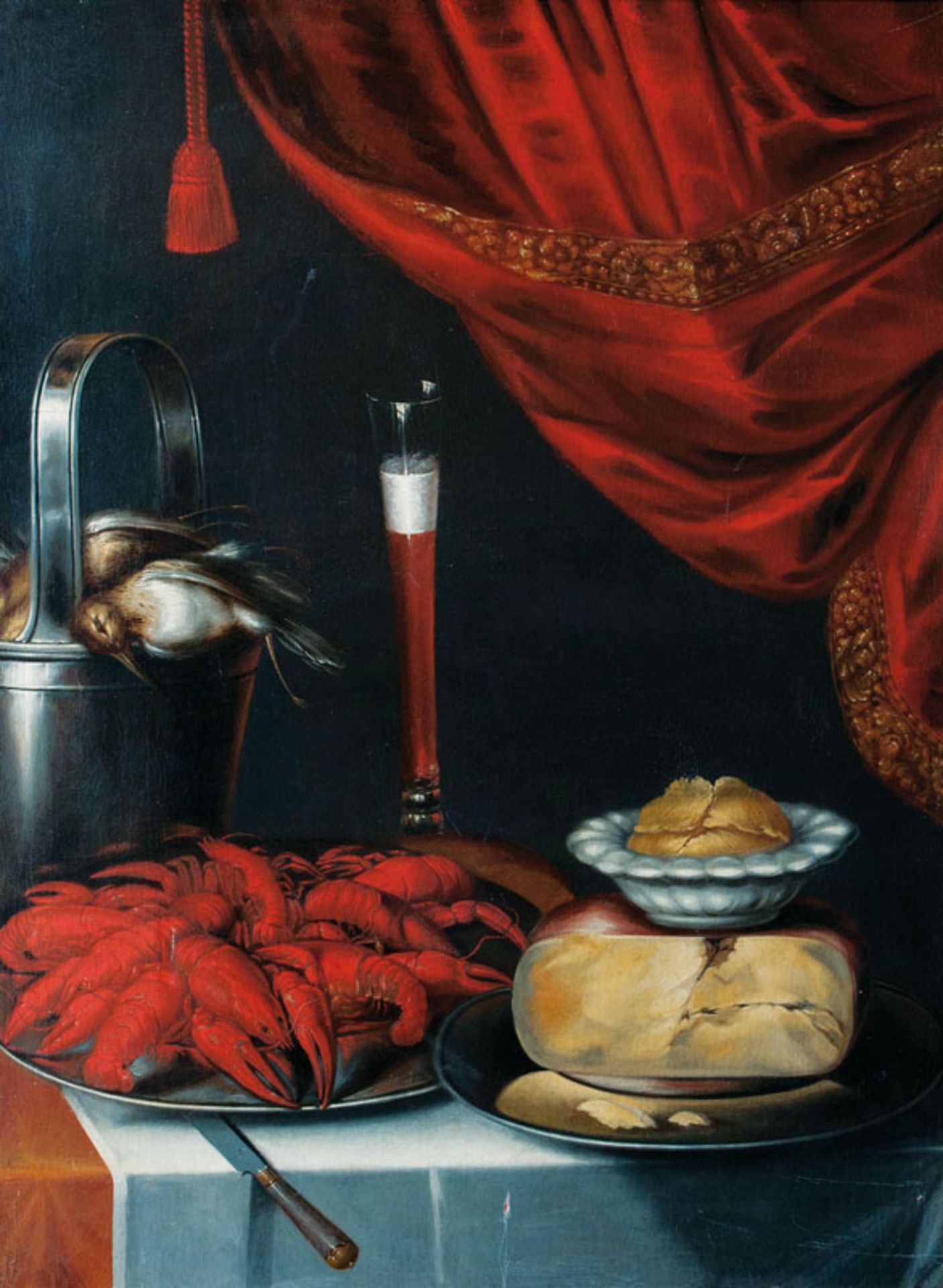 Reserve: 2000 EUR    German Master  active late 17th cent.  Table Still Life  Oil/canvas, 107 x 78