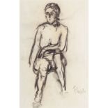 Reserve: 400 EUR    Flinte  (Hamburg 1876 - Hamburg 1963)  Seated Nude  Charcoal drawing, 40 x 28