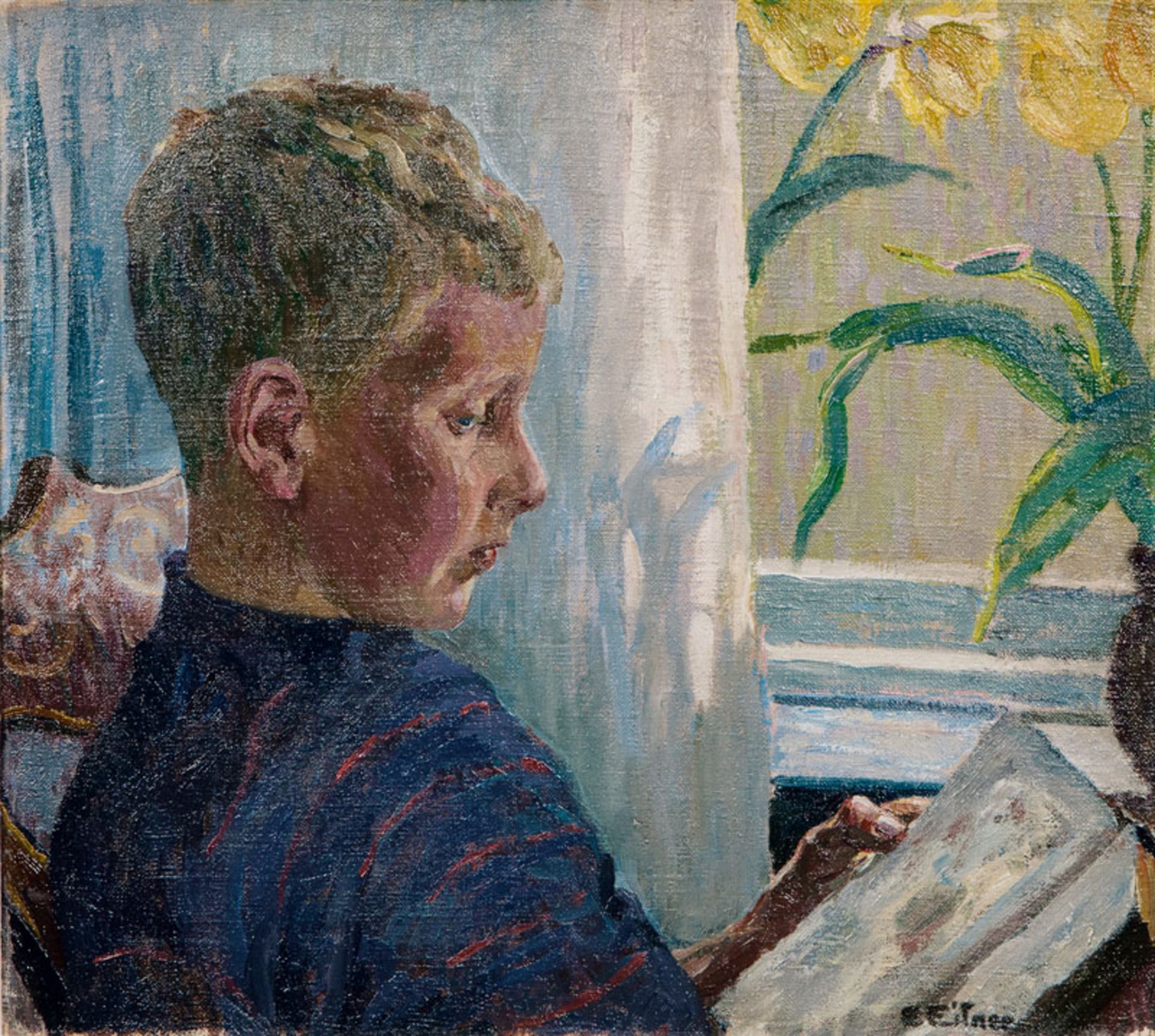 Reserve: 4000 EUR    Eitner  (Hamburg 1867 - Hamburg 1955)  Georg, the Artist's Son  Ca. 1910, oil/