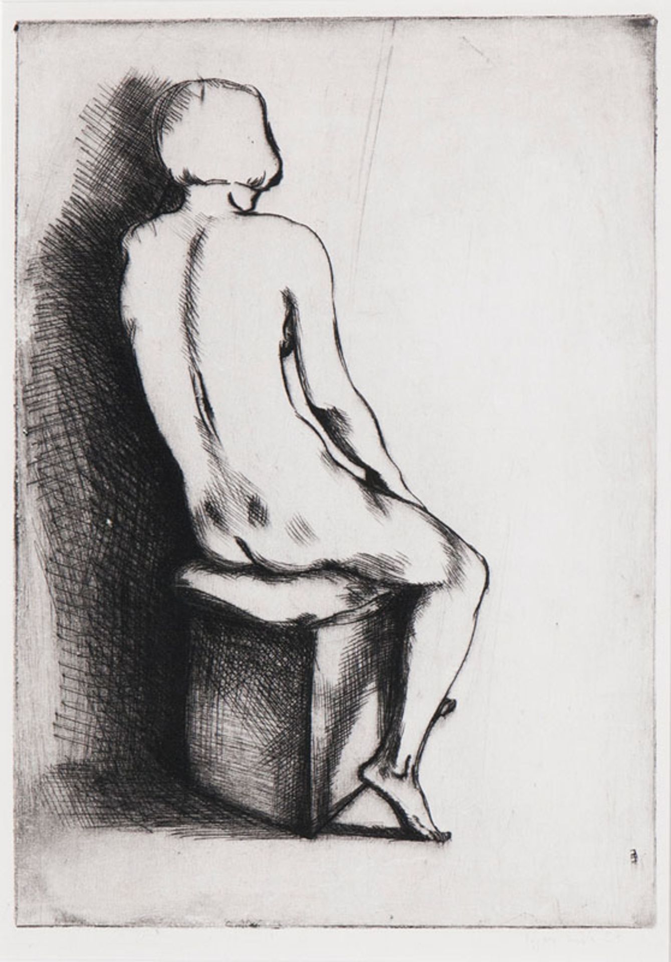 Reserve: 600 EUR    Ende  (Altona 1901 - München 1965)  Seated Nude  Etching a. drypoint, 33 x 24