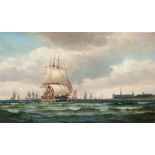 Skari (Hadeland 1819 - Oslo 1903) Tall Ships off Kronborg Castle Oil/canvas, 59,5 x 95,5 cm, lo. ri.