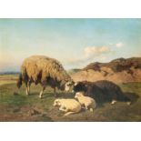 Robbe (Courtrai 1806 - Brüssel 1887) Two Sheep with Lambs Oil/wood, 66 x 88 cm, lo. le. sign. Robbe.