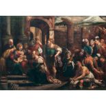 School of Bassano 17th cent. Adoration of the Magi Oil/canvas, 92 x 117 cm, rest., relined.  Reserve