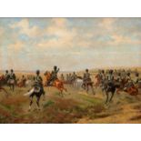 Veer (Ngawi/Java 1845 - Den Haag 1921) Attacking Cavalry Oil/canvas, 35 x 46,5 cm, lo. le. sign.