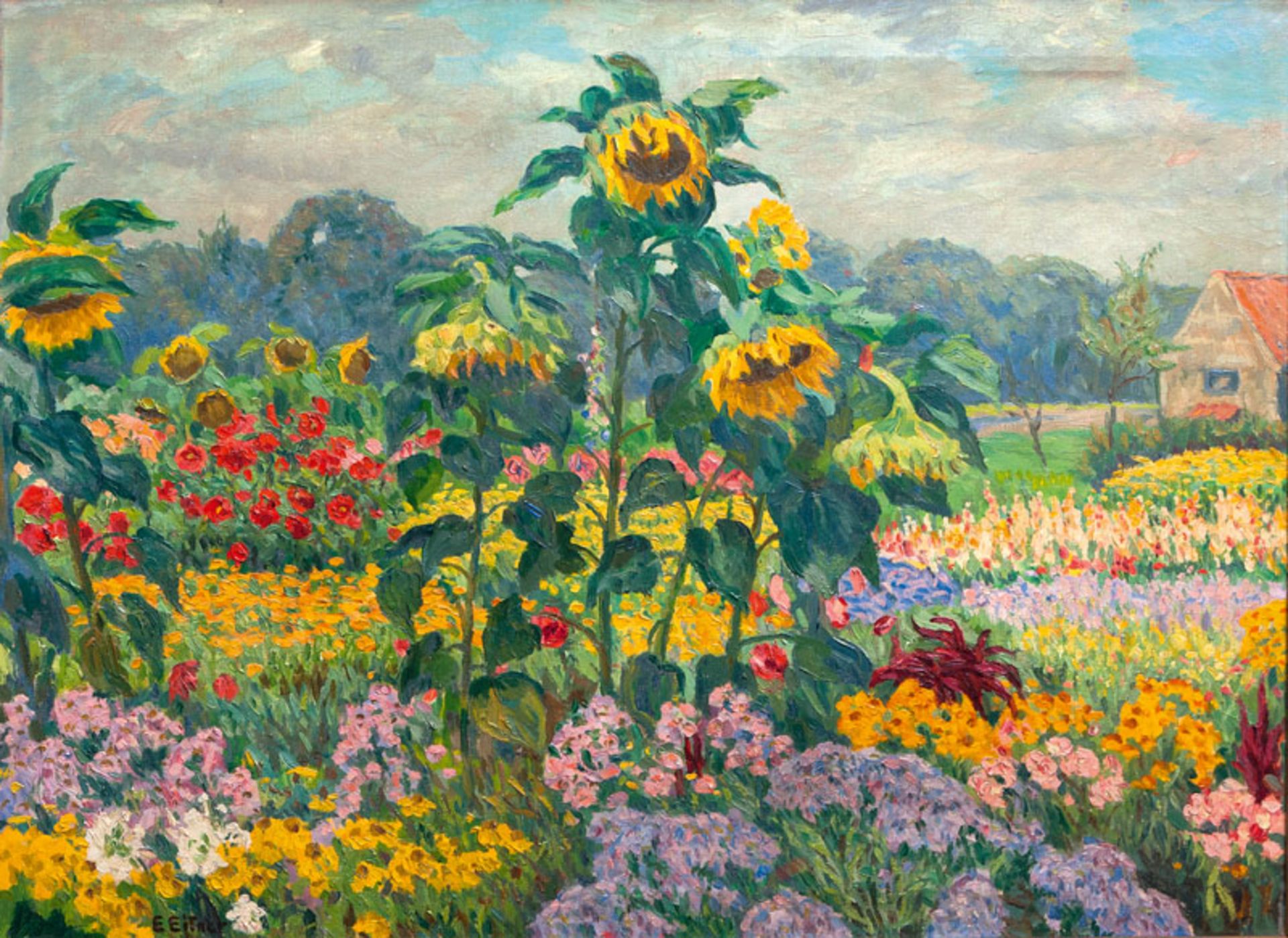 Eitner (Hamburg 1867 - Hamburg 1955) Blossoming Garden Oil/canvas, 60,5 x 75 cm, lo. le. sign. E.