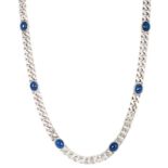 A sapphire gold demi parure with long necklace and bracelet Around 1980. 18 ct. white gold,