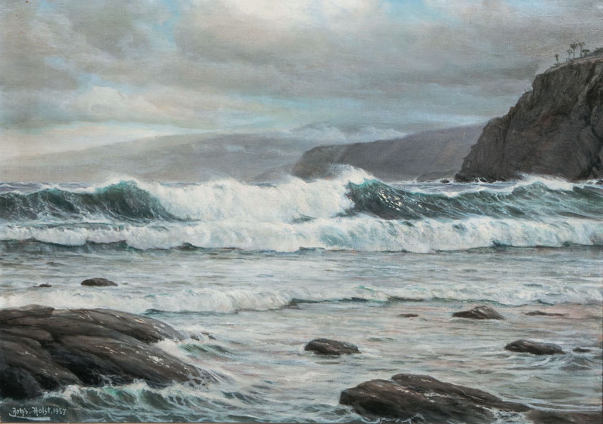 Holst (Hamburg-Altenwerder 1880 - Hamburg-Altenwerder 1965) Surge at the Coast Oil/canvas, 71 x 99,5