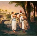 Orientalist active late 19th cent. Eliezer and Rebecca by the Well Oil/canvas, 67 x 67 cm, rest.