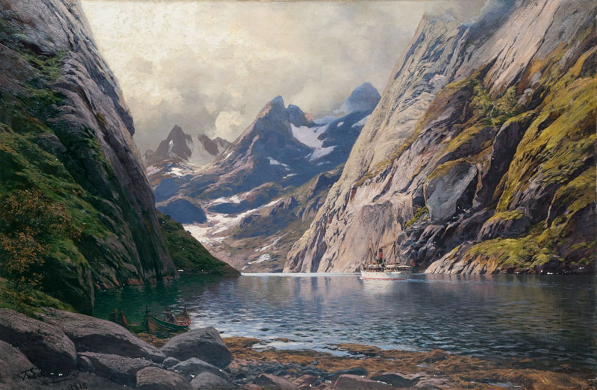 Eckenbrecher (Athen 1842 - Goslar 1921) In the Trollfjord on the Lofoten Oil/canvas, 81 x 120,5
