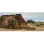 Ruths (Hamburg 1825 - Hamburg 1905) North German Farm House Oil/wood, 24 x 53 cm, lo. ri. sign. V.