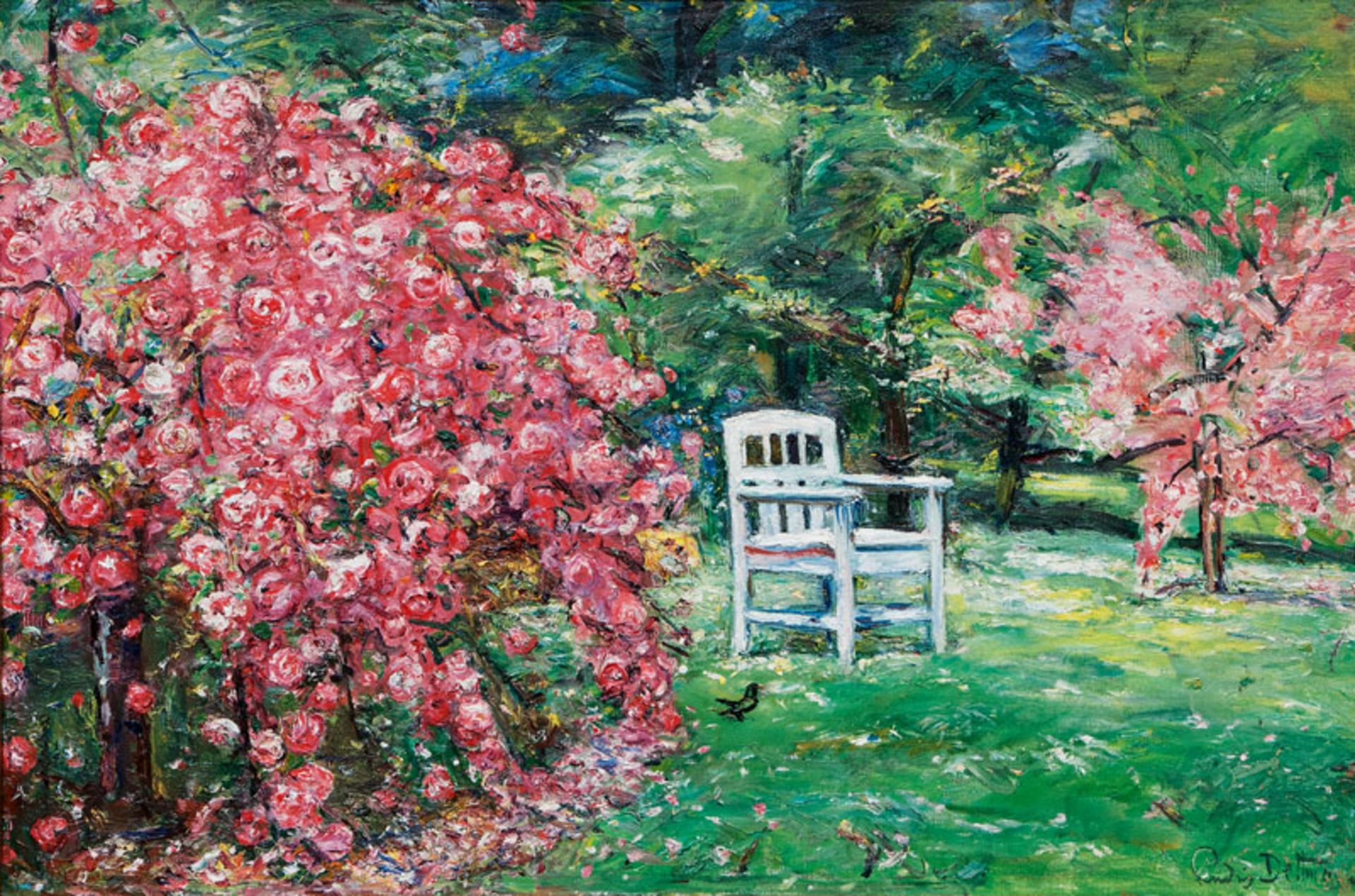 Dettmann (Adelbye 1865 - Berlin 1944) Blossoming Garden Oil/canvas/wood, 60 x 86 cm, lo. ri. sign.