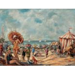 Hienl-Merre (München 1869 - 1943) Beach Life Oil/cardboard, 48 x 57 cm, lo. ri. sign. Franz Hienl-