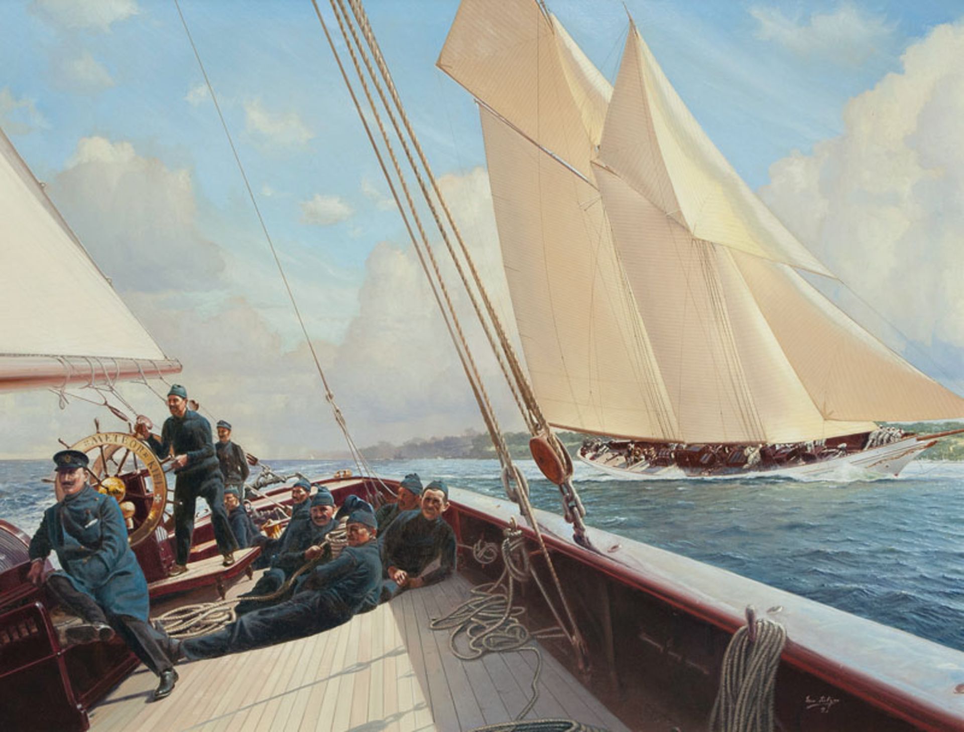 Lütgen (Hamburg 1944) Regatta - The Imperial Yacht Meteor and the Germania Oil/canvas, 100,5 x 130