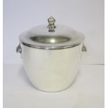 A SOUTH AFRICAN SILVER ICE BUCKET, 20TH CENTURY the circular body applied with a pair of foliate