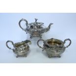 A WILLIAM IV SILVER THREE-PIECE TEA SET, JOHN TAPLEY, LONDON, 1835 comprising: a teapot, a milk