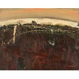 Hermann Niebuhr RED LANDSCAPE signed oil on board 1 39 by 49cm