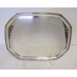 A GEORGE V SILVER TRAY, K&L, BIRMINGHAM, 1934 the rectangular body with canted corners, flowerhead