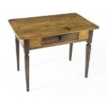 A CAPE STINKWOOD AND YELLOWWOOD OCCASIONAL TABLE, 19TH CENTURY the rectangular top above a central