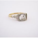 A DIAMOND SOLITAIRE RING centred with an old-cut diamond weighing approximately 0.47cts, in platinum