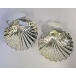 A PAIR OF VICTORIAN SILVER SHELL-SHAPED BUTTER DISHES, INDECIPHERABLE MAKER'S MARK, LONDON, 1855