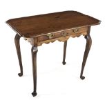 A CAPE STINKWOOD, TEAK AND YELLOWWOOD SIDE TABLE, 19TH CENTURY the rectangular shaped top above a
