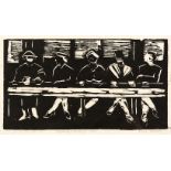 Alice Goldin PRETORIA WOMEN'S CLUB woodcut, signed, numbered 1/10 and inscribed 'For Philip with