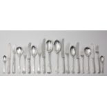 AN ASSEMBLED SET OF SILVER CUTLERY, VARIOUS MAKERS AND DATES, SHEFFIELD AND LONDON, 1902-1990