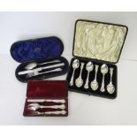 A CASED SET OF VICTORIAN SILVER CUTLERY, ATKIN BROTHERS, SHEFFIELD, 1894 comprising: a knife, a fork