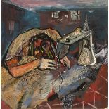 Tyrone Errol Appollis GARMENT WORKER signed collage and watercolour on board 1 23 by 24cm