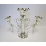 AN EDWARDIAN SILVER EPERGNE, WALKER & HALL, SHEFFIELD, 1909 raised on a circular base centred with a