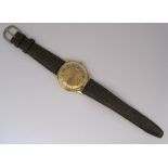 AN 18CT GOLD WRISTWATCH, OMEGA automatic, the circular gilt dial with black and gilt baton hour