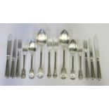 AN ASSEMBLED SET OF SILVER CUTLERY, VARIOUS MAKERS AND DATES, LONDON, SHEFFIELD, 1823-1968